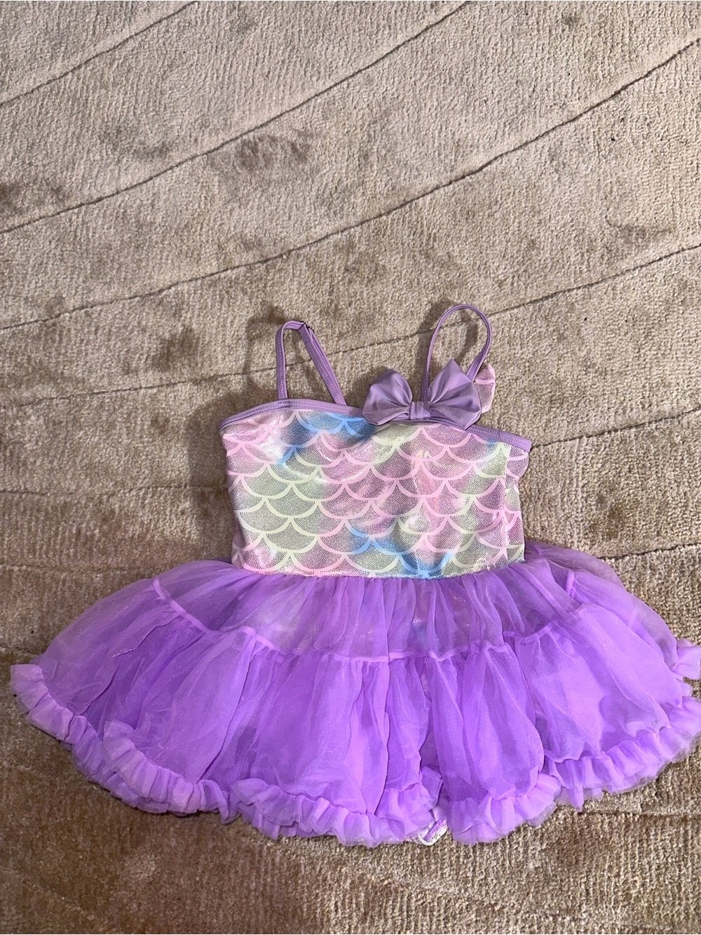 Girls Lavender Mermaid Tutu Costume Dress with Bow